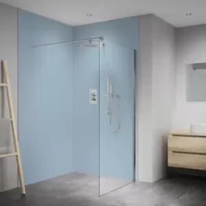 Splashwall Elite Matt Pastel Blue Fixed Tongue & Groove Shower Wall Panel (H)2420mm (W)1200mm (T)10mm