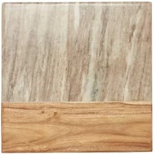 Hotel Collection Marble & Wood Square Platter - Beige