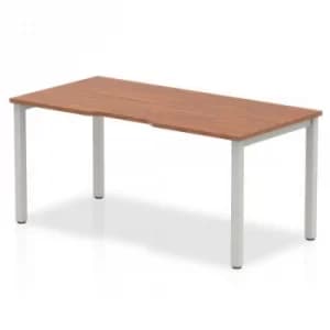 Single Silver Frame Bench Desk 1600 Walnut