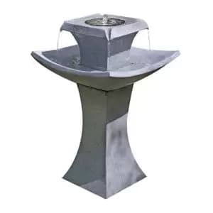 Solar-Powered Pedestal Water Feature (H)66Cm Grey
