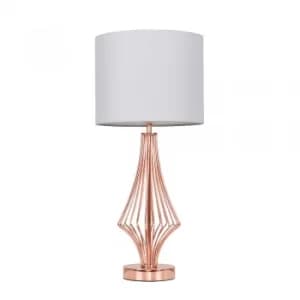 Jaspa Copper Table Lamp with Cool Grey Reni Shade