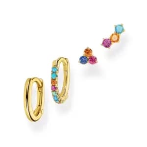 THOMAS SABO Gold Plated Colourful Stones Stud & Hoop Set