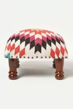 Handwoven Kilim Footstool 40 x 40 cm