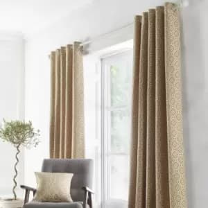 Apple Tree - Appletree Loft Asha Geometric Diamond Jacquard Eyelet Lined Curtains, Ochre, 46 x 72 Inch