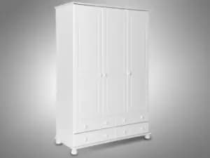Furniture To Go Copenhagen White 3 Door 4 Drawer Triple Wardrobe Flat Packed