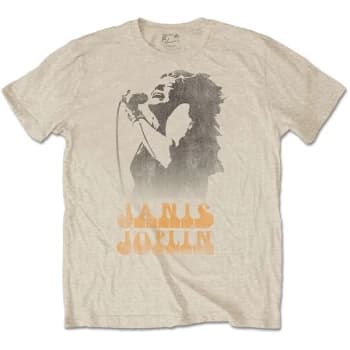 Janis Joplin - Working The Mic Unisex Large T-Shirt - White