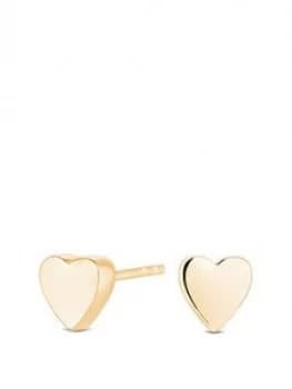 Simply Silver Sterling Silver 925 12Ct Yellow Gold Thick Heart Stud Earring