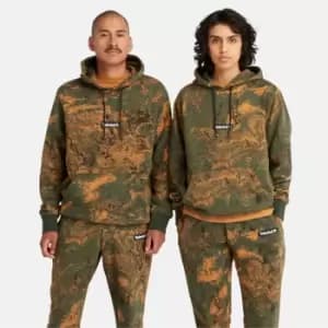 Timberland All Gender Printed Hoodie In Green/orange Print Brown Product gender genderless, Size L