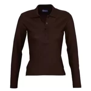 SOLS Womens/Ladies Podium Long Sleeve Pique Cotton Polo Shirt (S) (Chocolate)