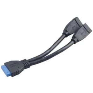 Akasa AK-CBUB09-15BK USB 3.0 19-Pin (M) to 2 x USB 3.0 A (F + F) 0.15m Black Retail Packaged Internal Splitter Cable
