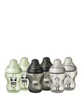 Tommee Tippee 6 Piece 260ml Closer to Nature Baby Bottles - Ollie & Pip, Multi
