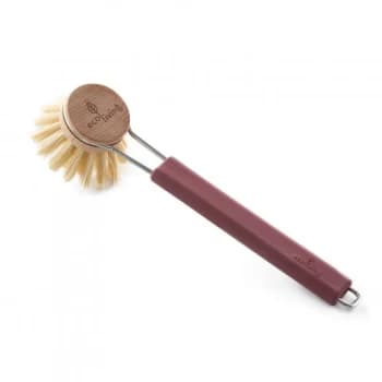 eco living Dish Brush with Replaceable Head - Natural Plant Bristles (FSC 100%) - burgundy