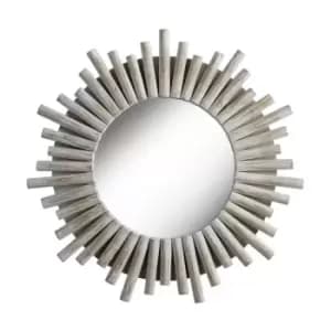 Colman Large 75cm Sunburst Hanging Round Wall Mirror - WHITE