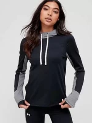 Under Armour Training Training Coldgear Hooded Top, Black/White, Size L, Women