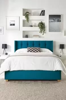 Utopia Ottoman Storage Wing Bed in Plush Velvet Fabric, Custom Made