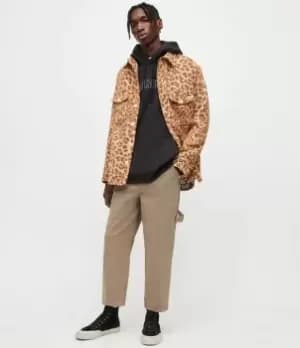 AllSaints Mens Daisen Cropped Straight Trousers, Nutmeg Brown, Size: 28