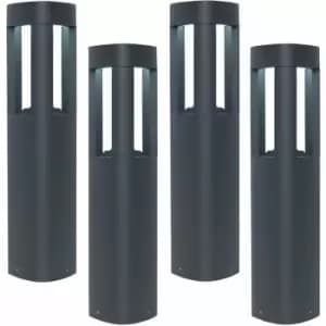Loops - 4 pack Outdoor Post Bollard Light Grey Triangle Modern Driveway Path Lamp led