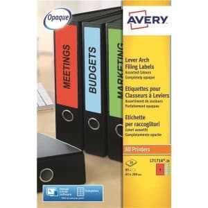 Avery L7171A 20 200 x 60mm Multicolour Lever Arch Filing Laser Labels Pack 80