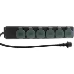 REV 0512469555 Power strip 6x Black, Green PG connector