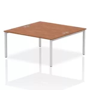 Impulse Bench B2B 2 Person 1600 Silver Frame Office Bench Desk Walnut