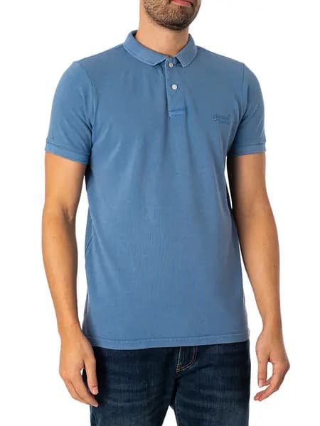 Superdry Vint Destroy Polo Shirt Heraldic Blue XL