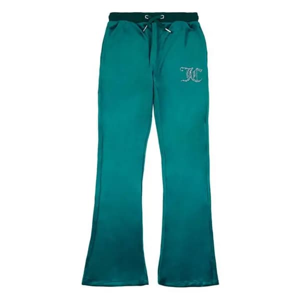 JUICY COUTURE Girls Diamante Velour Bootcut Joggers - Green 11 - 12 Years