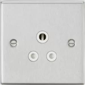 KnightsBridge 5A Unswitched Socket - Square Edge Brushed Chrome Finish with White Insert