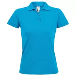 SOLs Womens/Ladies Prime Pique Polo Shirt (L) (Aqua)