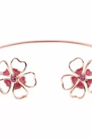Ted Baker Ladies Rose Gold Plated Leveni Enamel Double Flower Ultrafine Cuff TBJ1242-24-73