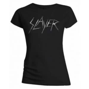 Slayer Scratchy Logo Ladies Black T Shirt: Small