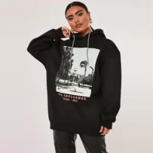 Missguided Petite Bad Influence Graphic Hoodie - Black