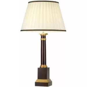 Loops - Table Lamp Ivory with Black and Gold trim Shade Oxblood LED E27 60w Bulb