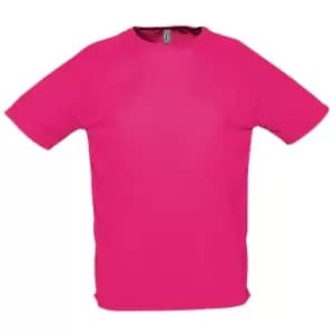 SOLS Mens Sporty Short Sleeve Performance T-Shirt (3XL) (Neon Pink)