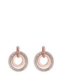 Simply Silver 14Ct Rose Gold Plated Sterling Silver Cubic Zirconia Open Drop Earrings