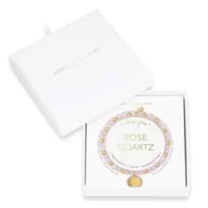 Wellness Gems Gold Rose Quartz 17.5cm Stretch Bracelet 3854