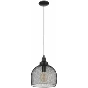 Hanging Ceiling Pendant Light Black Wire Mesh Shade 1 x 60W E27 Feature Lamp