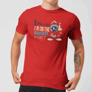 Looney Tunes Martian Who Said Im On The Naughty List Mens Christmas T-Shirt - Red - XL