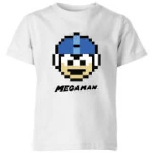 Mega Man Pixel Face Kids T-Shirt - White - 11-12 Years