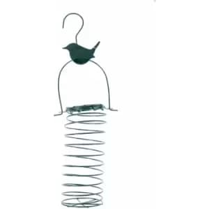 Homescapes - Metal Hanging Bird Feeder with Bird Decoration, Wren - Green - Green - Green