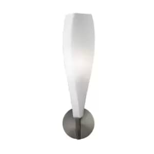 Neo Wall Lamp Switched 1 Light E27, Satin Nickel/Frosted White Glass