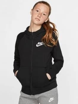 Nike Girls Nsw Full Zip Hoody, Black/White, Size L, 12-13 Years, Women