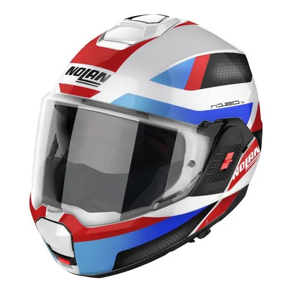 Nolan N120-1 Subway N-COM 024 Metal White Blue Red Black Modular Helmet Size S
