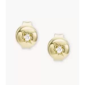 Fossil Womens Elliott Point Of Light 18K Plated Sterling Silver Clear Laboratory Grown Diamond Stud Earring - Gold