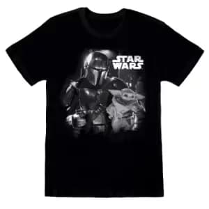 Star Wars: The Mandalorian Unisex Adult Photograph T-Shirt (M) (Black)