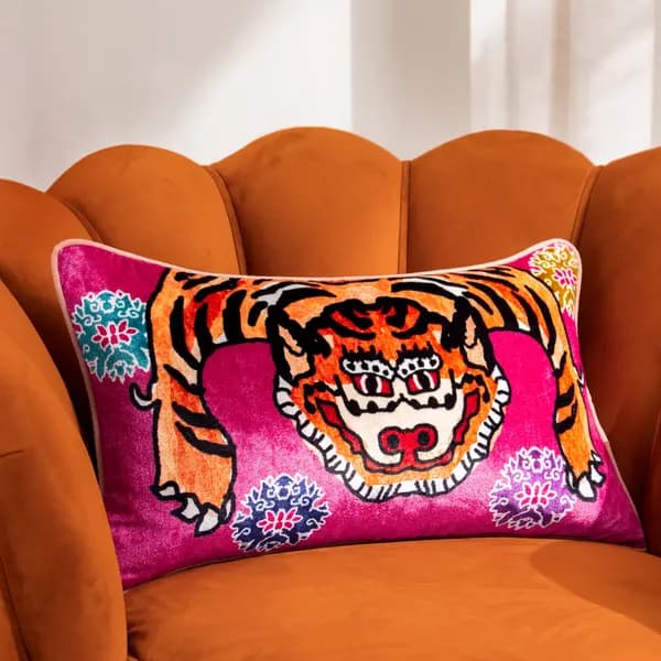 Year Of The Tiger Cushion Pink / 30 x 50cm / Polyester Filled