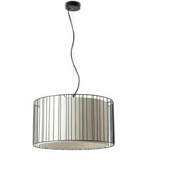 Faro Lighting - Faro Linda - 1 Light Ceiling Pendant White, Black with White Shade, E27