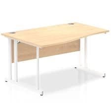 Impulse 1400 Left Hand White Cantilever Leg Wave Desk Beech