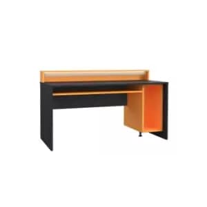 Lively Orange and Black Wide Gaming Desk with LEDs, Orange