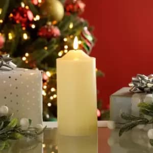 Festive 15cm Battery Operated Wax Firefly Pillar Candle With Timer Ivory