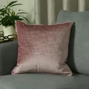 Riva Paoletti - Paoletti Stella Embossed Texture Luxe Velvet Piped Cushion Cover, Blush, 45 x 45 Cm